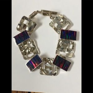 Opal and Sterling Silver Bracelet with Toggle